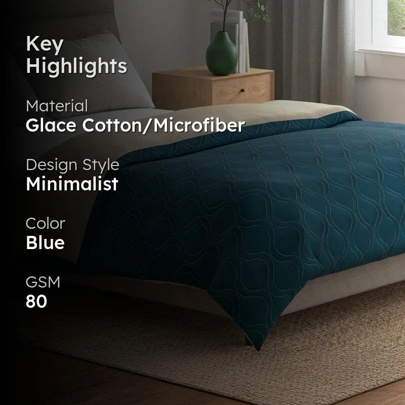 Urban Space Triad Reversible Comforter (Teal, Beige) - 80 GSM media 2