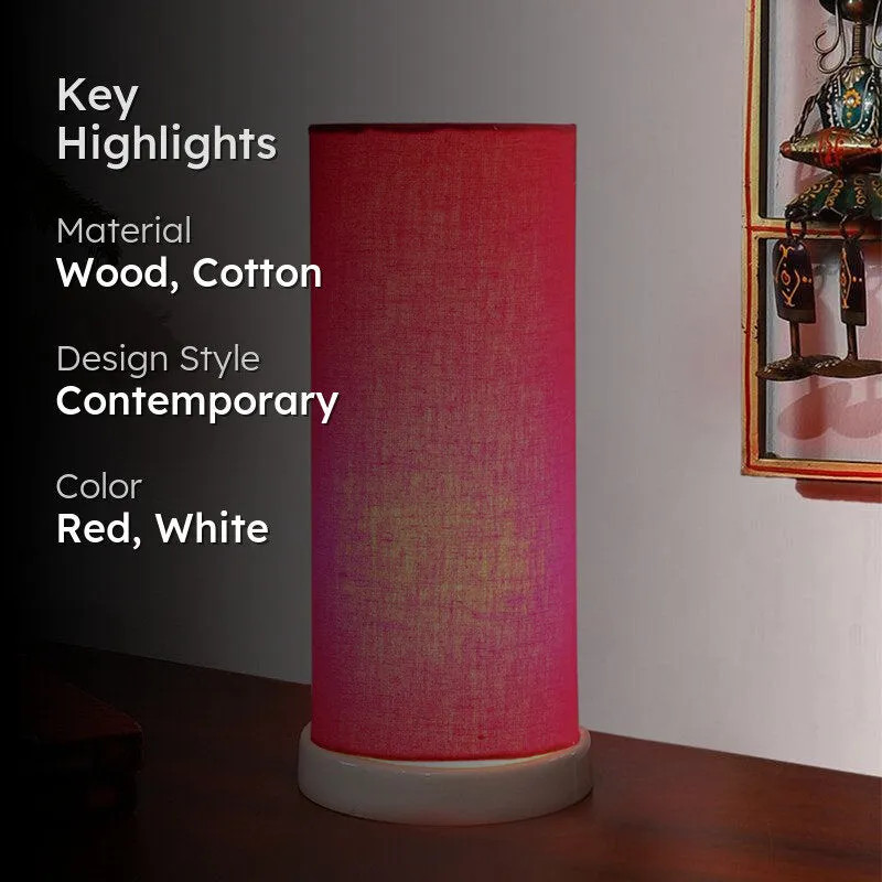 Esto Tower Wooden Table Lamp - Red,White media 2