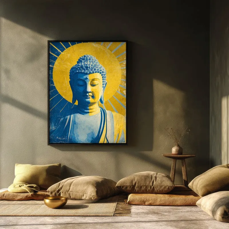 Buddha In Golden Aura I Archival Paper Wall Painting With Black Frame media 3