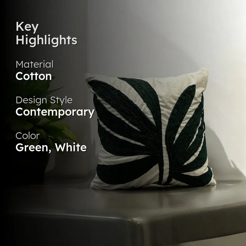 Monochrome Fronds Tufted Cushion Cover - Black & White media 2