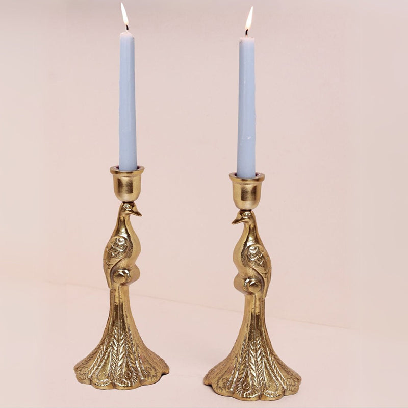 Pavo's Glow Brass Candle Holder - Set Of Two media 3