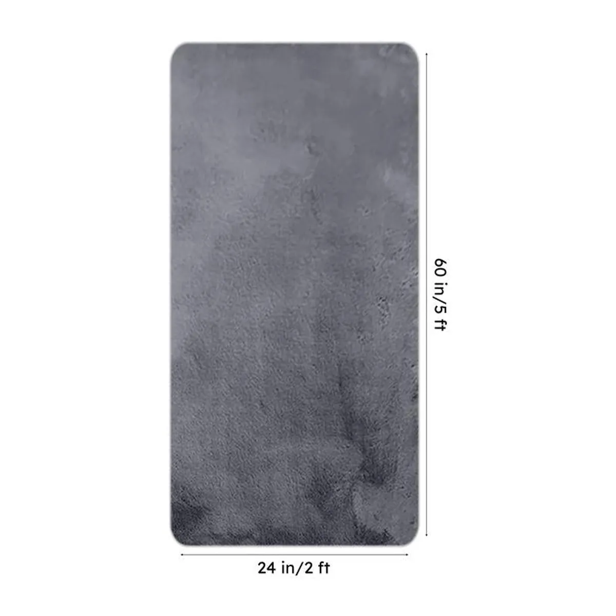 Top view of grey rectangular runner rug