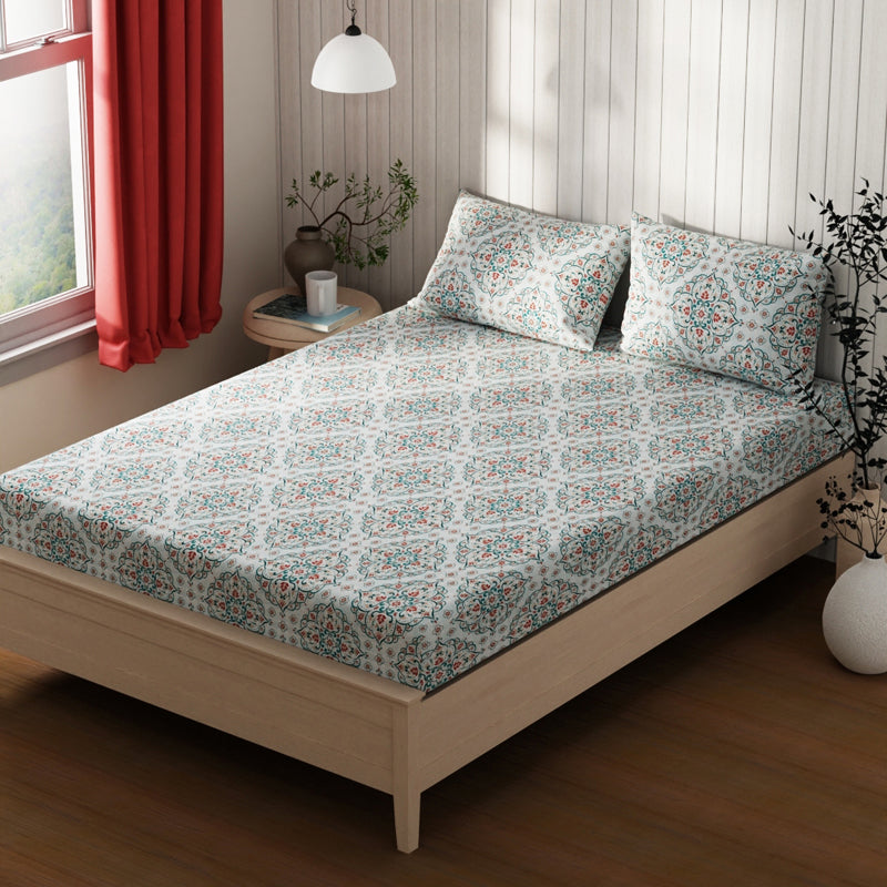 Lopez Cotton Bedsheet (Blue, Pink) - 120 TC media 4