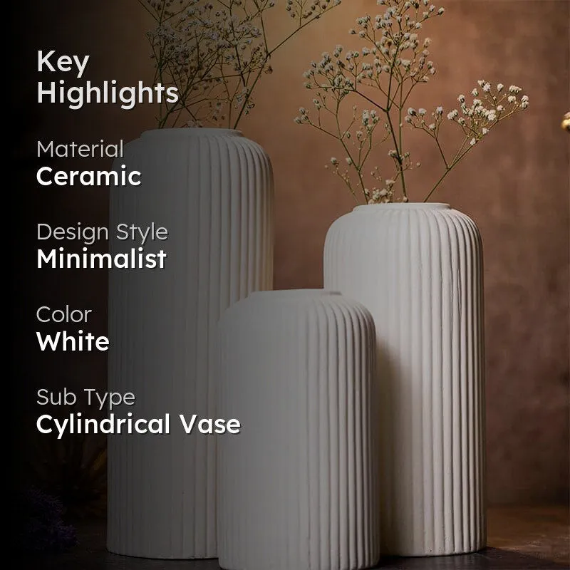 Pasha Ceramic Vase (White) - Set Of Three media 2