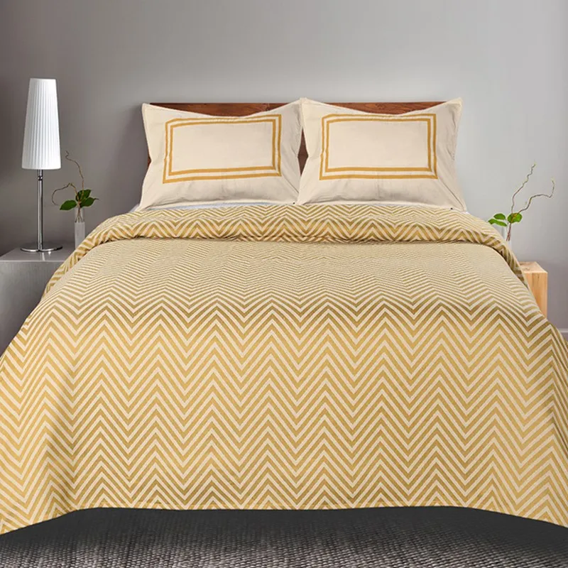 Wave Whisper Cotton Bedsheet (Yellow) - 224 TC media 3