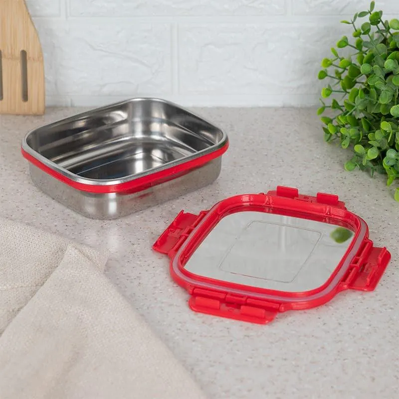 Maxo Munch Airtight Lunch Box (Red & Silver) - 575 mL media 5