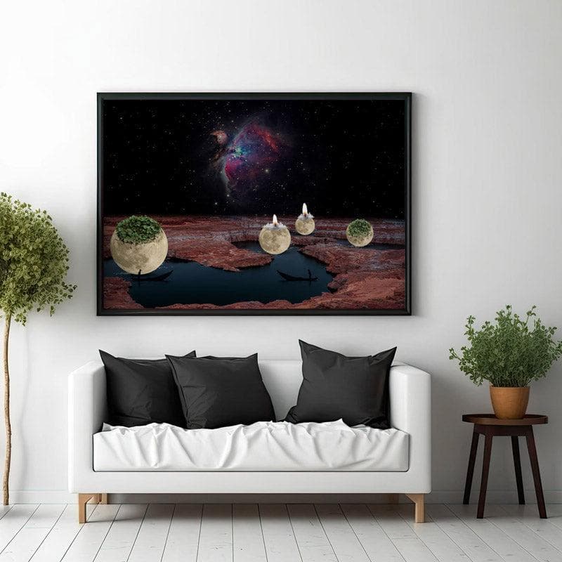 Abstract Worlds Canvas Wall Painting - Black Frame media 3