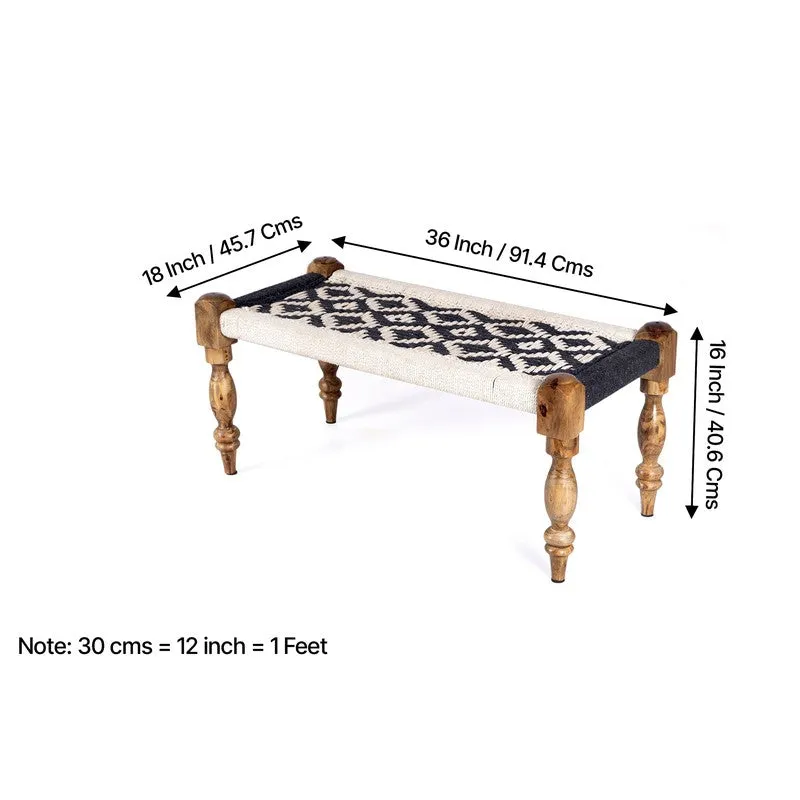 Forvo Sheesham Wooden Bench - Black,White media 11