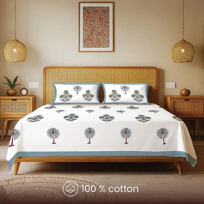 Urban Space Tropical Bloom Cotton Bedsheet (Blue) - 200 TC media 4