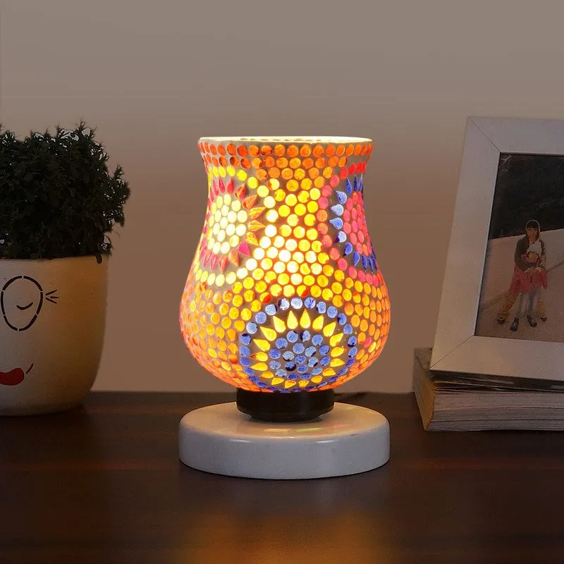 Aurelune Mosaic Glass Table Lamp With Wooden Base - Multicolor media 3