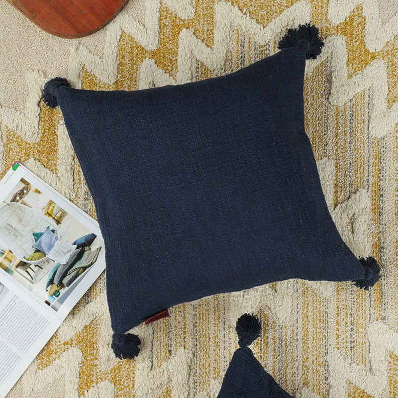 Claira Solid Cushion Cover (Dark Blue) - Set Of Two media 4