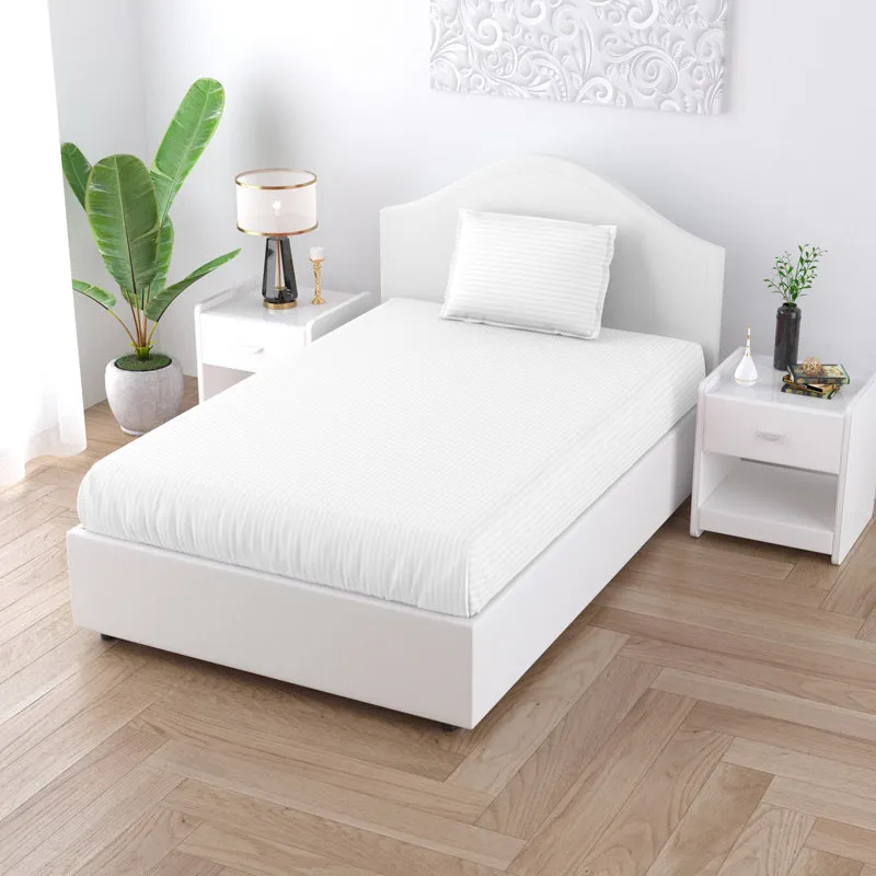 Sofia Solid Microfiber Bedsheet (White) - 150 GSM media 1