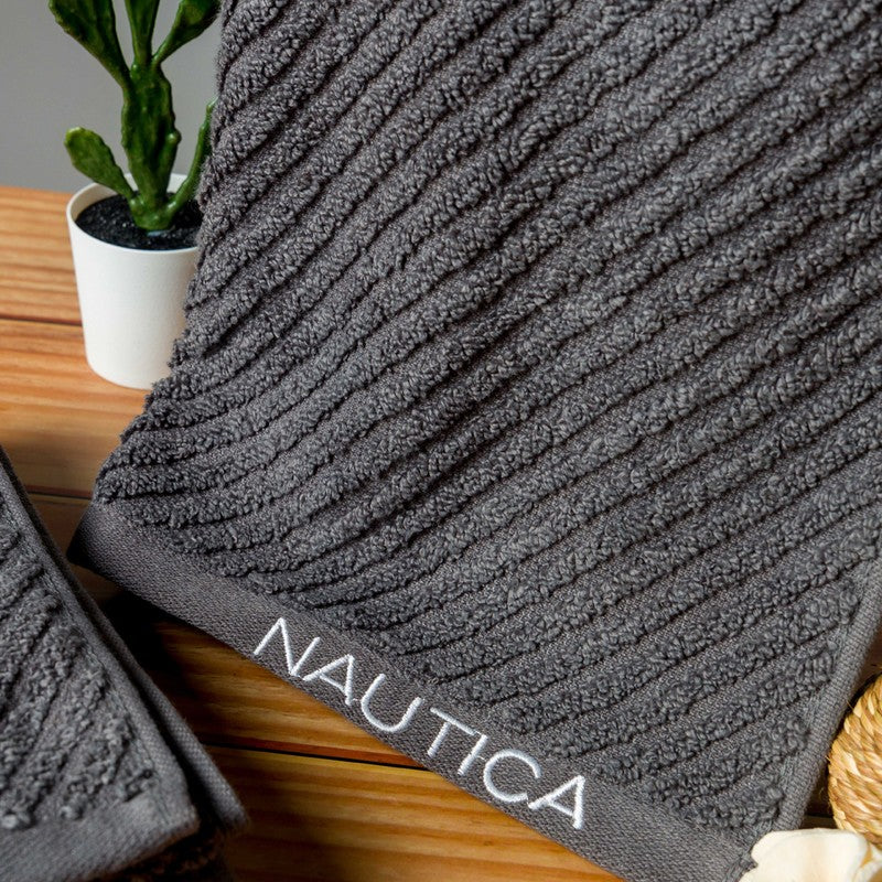 Nautica Riviera Soft Cotton Hand Towel (Grey) - Set Of Two media 5