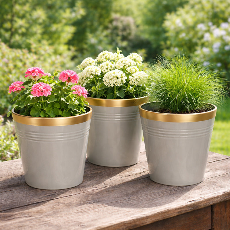 Elno Dola Planter (Grey & Gold) - Set Of Three media 3