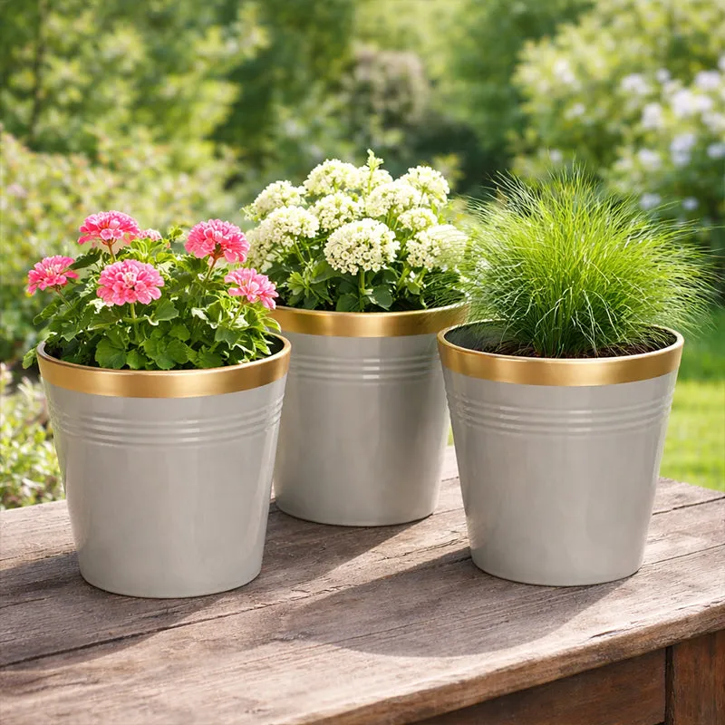 Elno Dola Planter (Grey & Gold) - Set Of Three media 3