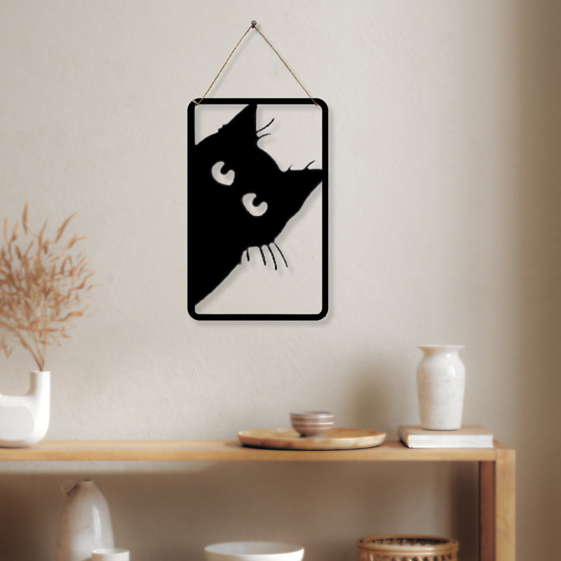 Peeking Cat II Iron Wall Accent