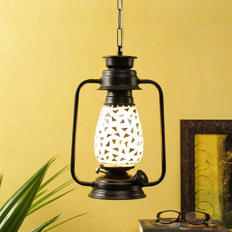 Dvija Mosaic Lantern Glass Ceiling Lamp - Black media 2