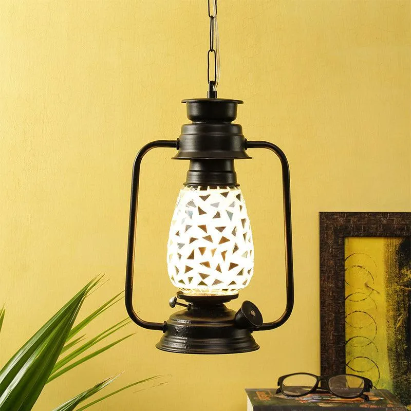 Dvija Mosaic Lantern Glass Ceiling Lamp - Black media 2