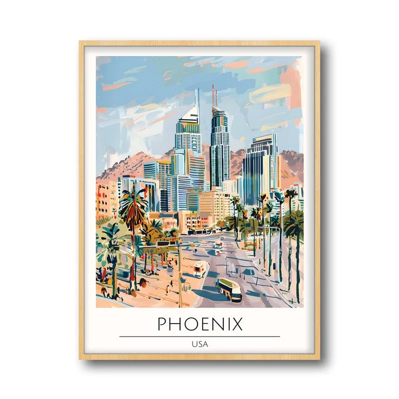 Vintage Phoenix Framed Canvas Archival Canvas Wall Painting - Natural Brown Frame media 5