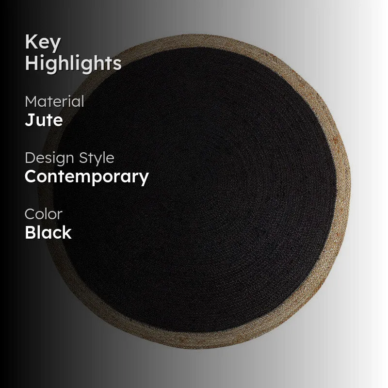 Knot Rustica Braided Jute Area Rug - Black media 2
