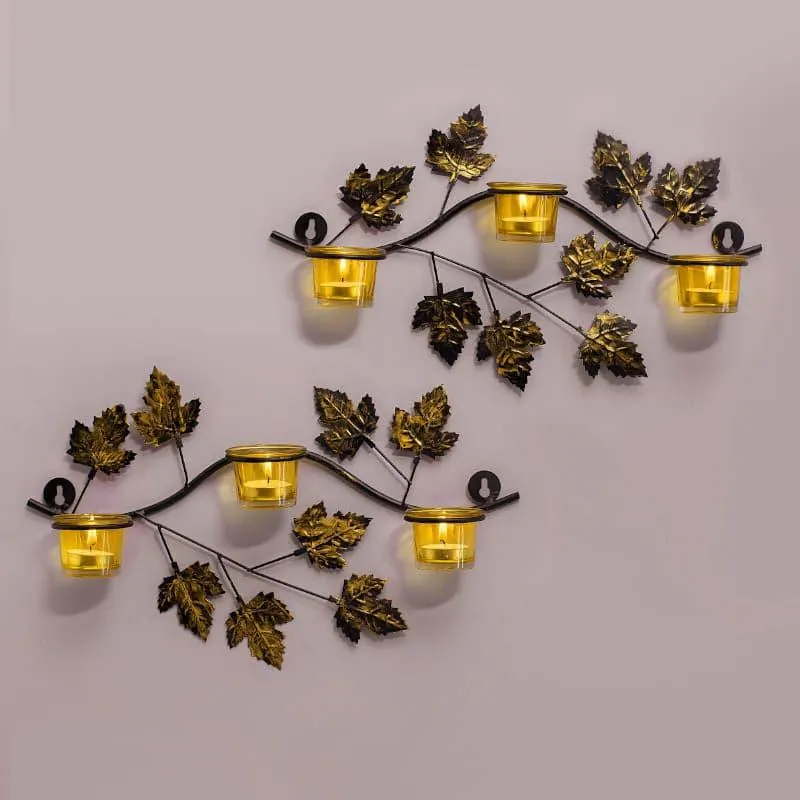 Maple Sconce & Votive Trio (Yellow) - Set Of Two media 1