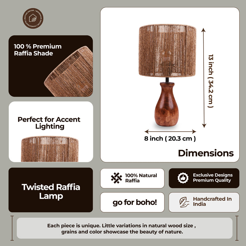 WhirlLit Rattan Mango Wood Table Lamp - Beige,Brown media 8
