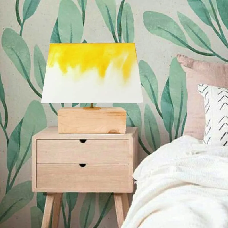 Grady Glow Recto Handpainted Fabric Table Lamp - Yellow,White,Brown media 4