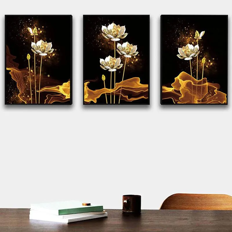 Alba Floral Wall Painting - Set Of Three media 4