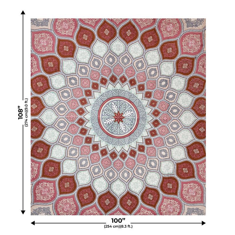 Navaj Mandala Cotton Bedsheet (Grey,Red) - 240 TC media 5