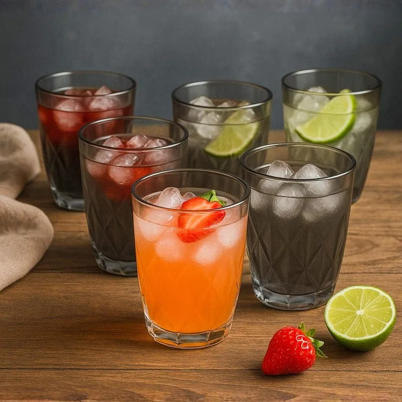 Crystal Wave Glasses (Grey,280 mL) - Set Of Six media 1