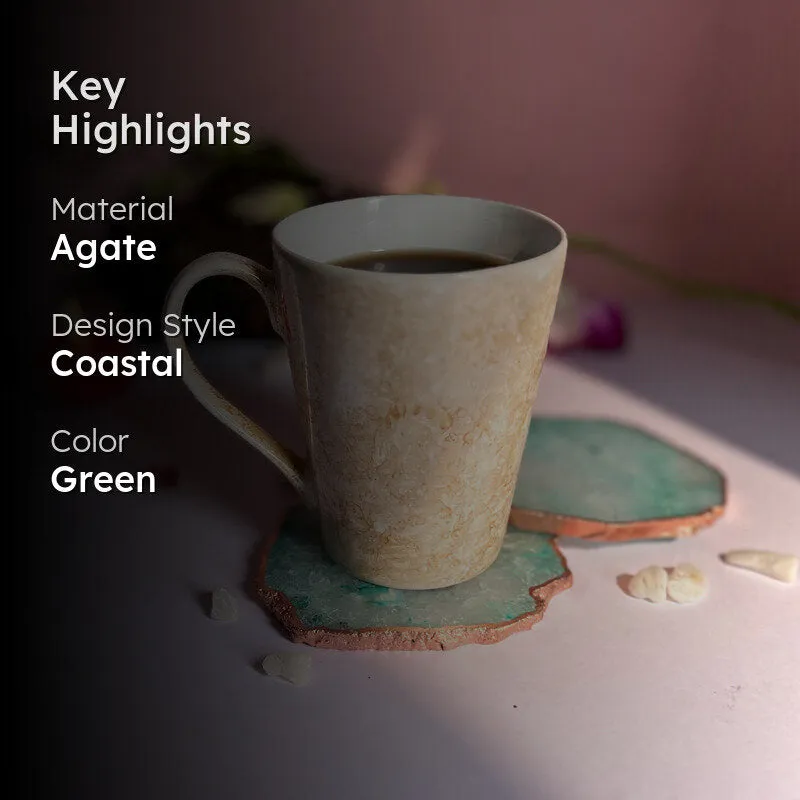 Suzzaine Handcrafted Crystal Agate Coaster (Green) - Set Of Two media 2