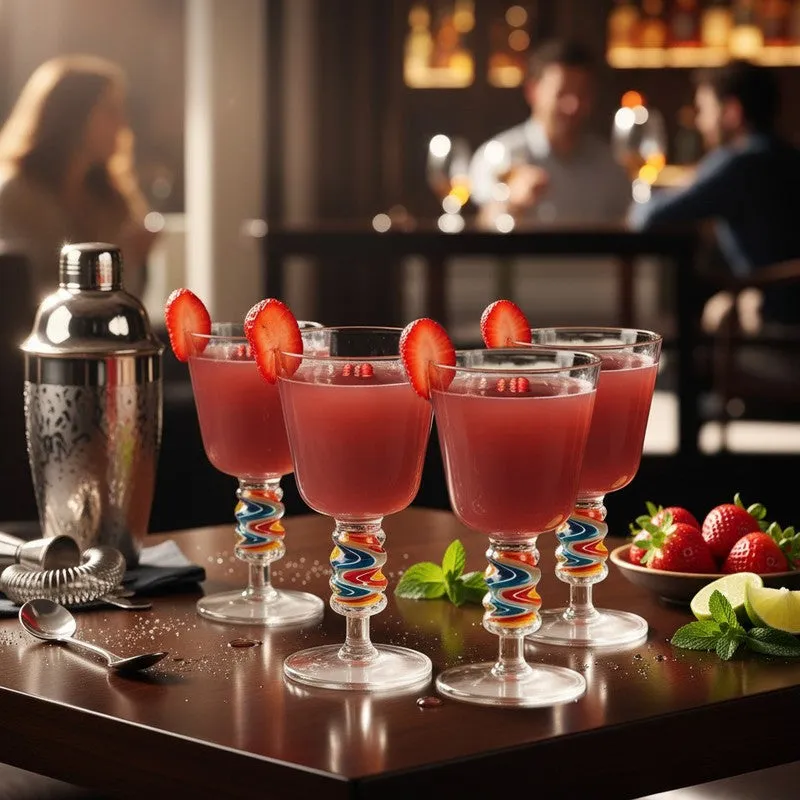 Golden Hour Martini Cocktail Glass(180 mL) - Set Of Four media 1