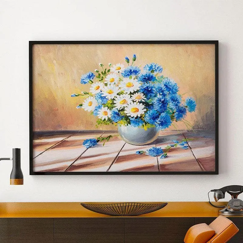 Bouquet Of Flowers Canvas Wall Painting - Black Frame media 1