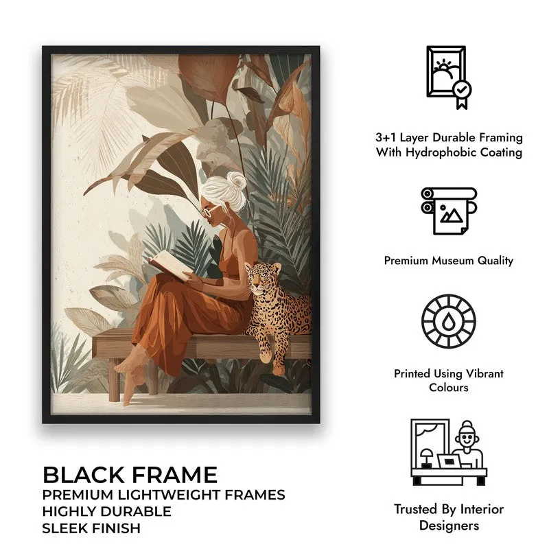 Wild Reading Canvas Wall Painting - Black Frame media 9