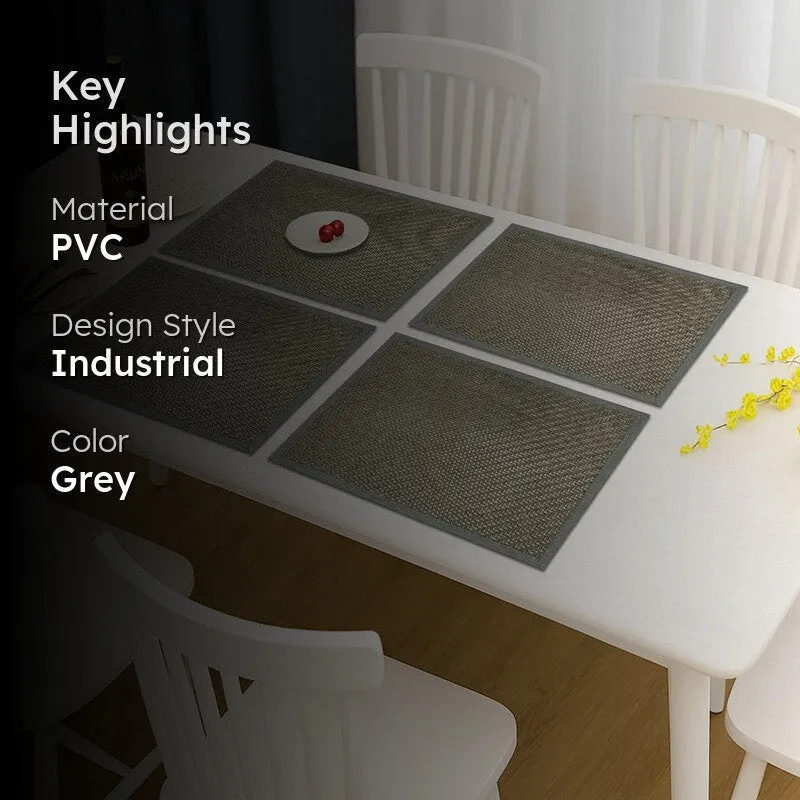 Rustayne Grey Rectangle PVC Table Mats - Set Of Four media 2