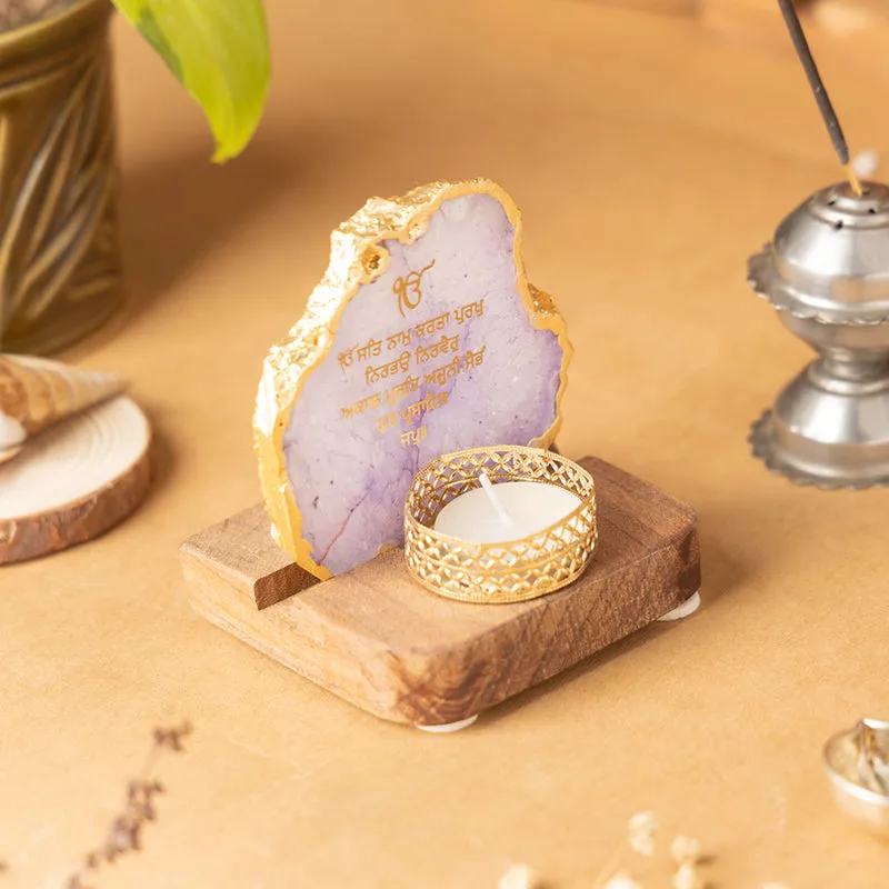 Agate Onkar Mantra Tea Light Holder - Lavender media 6