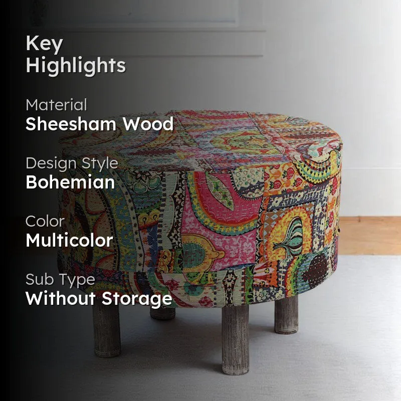 Jrixon Sheesham Wooden Ottomans - Multicolor media 2