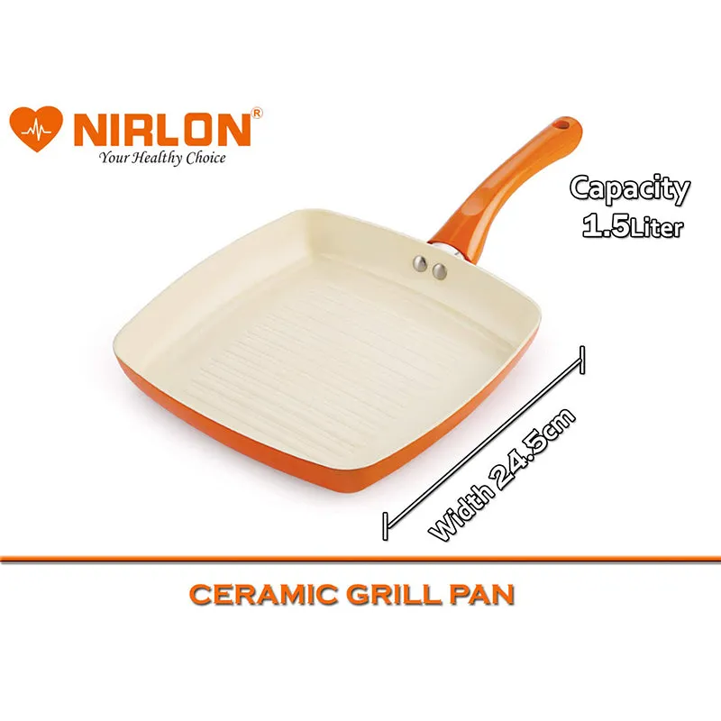 Nirlon Orange Ceramic Coating Grill Pan - 1500 ML/9 Inches media 4