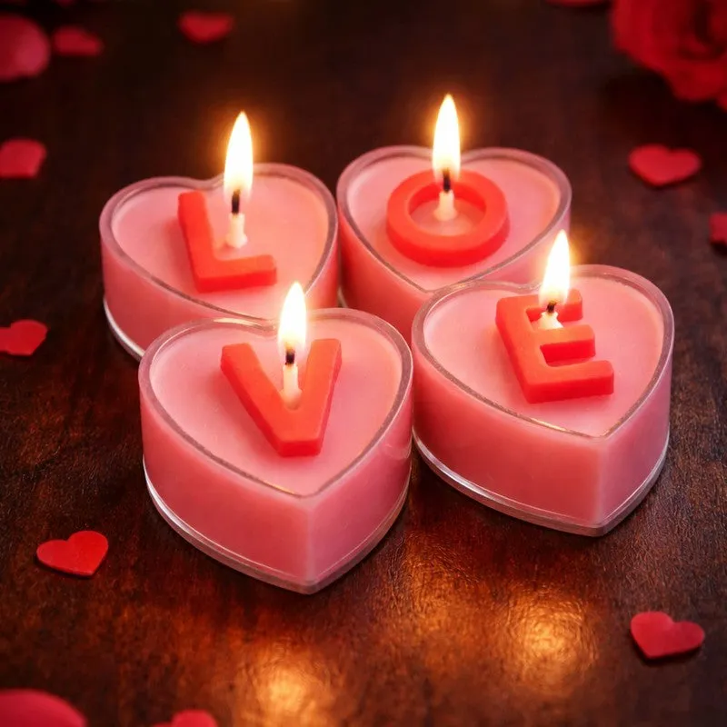 Heart Flame Scented Candles With Greating Card media 1