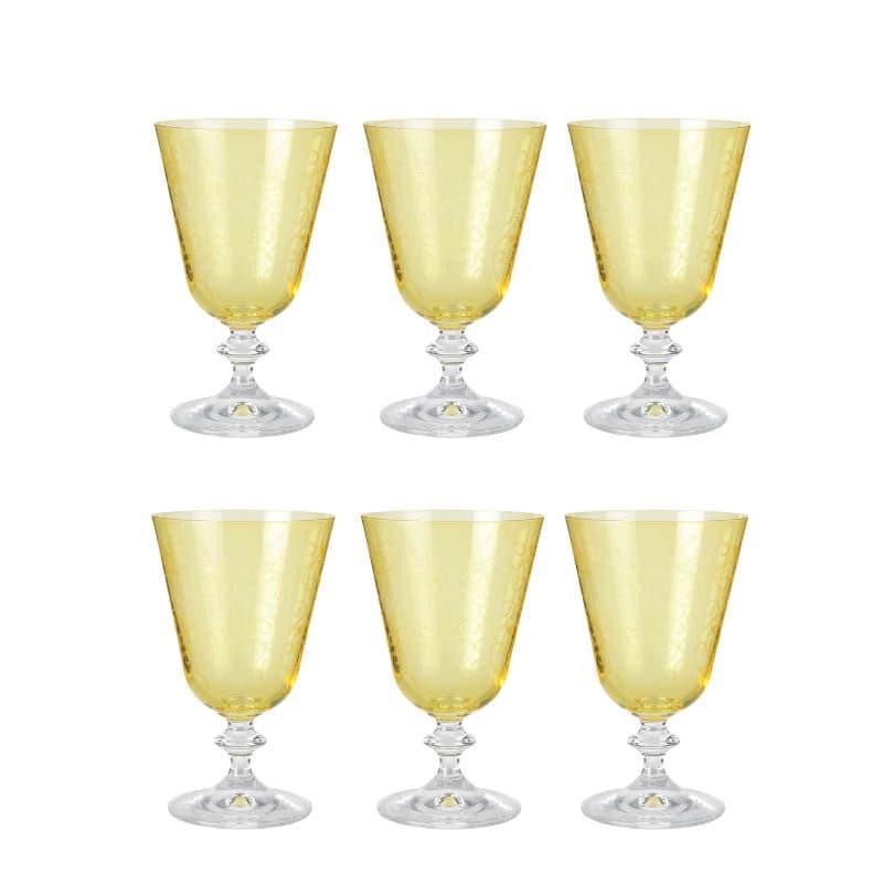 Olivia Bohemia Crystal Goblet Glasses (Yellow/350 mL Each) - Set Of Six media 3