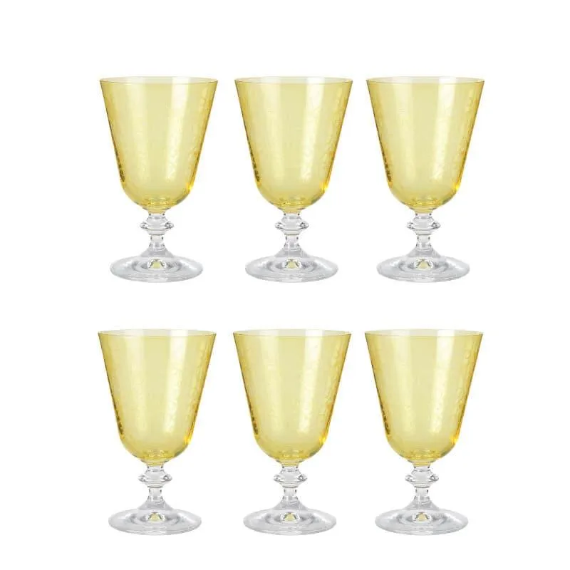 Olivia Bohemia Crystal Goblet Glasses (Yellow/350 mL Each) - Set Of Six media 3