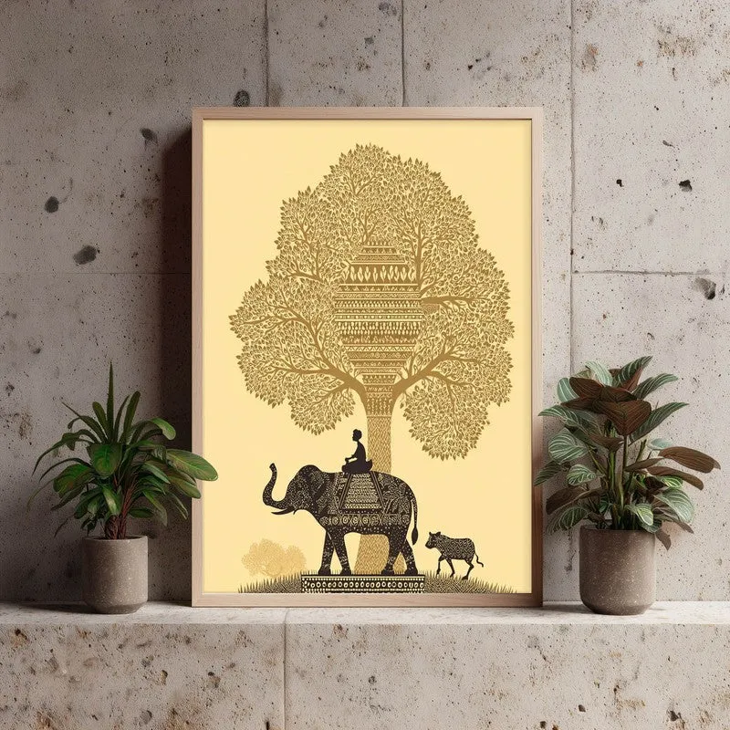 Kalpana Canvas Wall Painting With Brown Frame media 3
