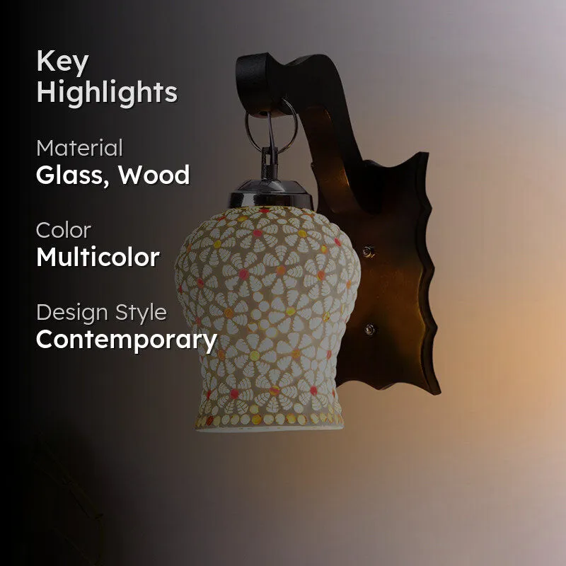 Delphi Mosaic Glass & Wooden Wall Lamp media 2