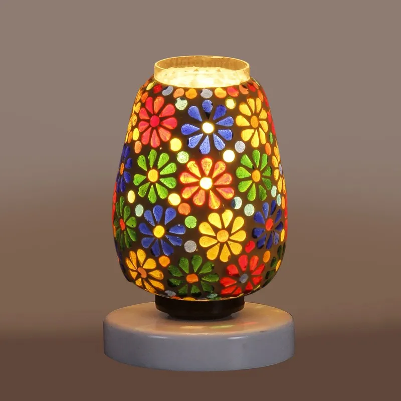 Lumirius Glass Table Lamp With Wooden Base - Multicolor media 7