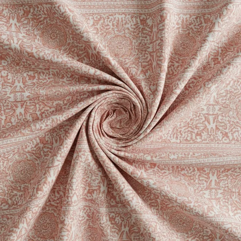 Anvi Ethnic Printed Cotton Bedsheet (Peach) - 120 TC media 5