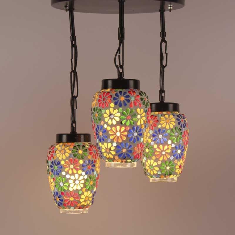 Floral Glaze Glass Ceiling Lamp - Multicolor media 4