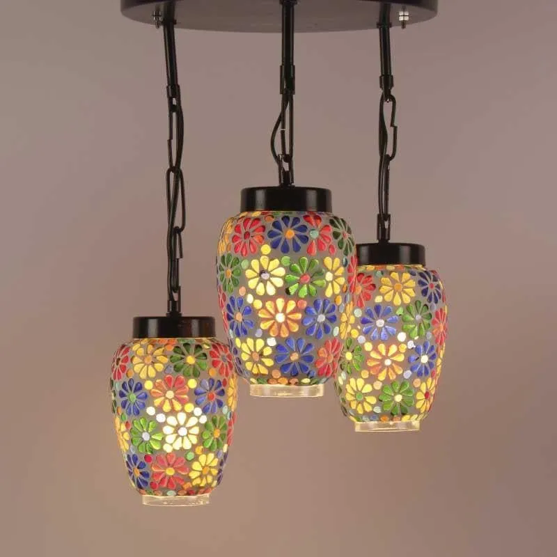 Floral Glaze Glass Ceiling Lamp - Multicolor media 4