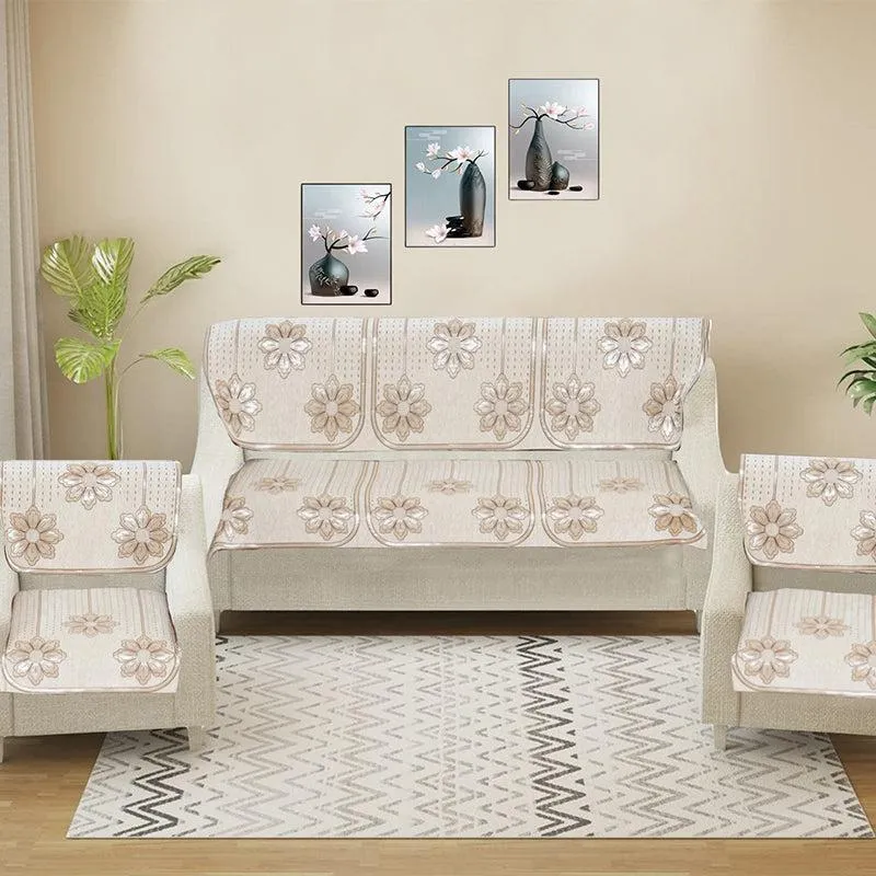 Mitha Floral Sofa Cover (Off White) media 1