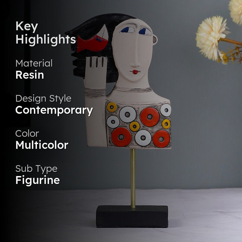 Modern Art Face Sculpture Showpieces -Multicolor media 2
