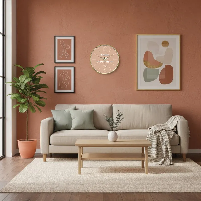 Smile Every Hour Round Analog Wall Clock - Brown media 4